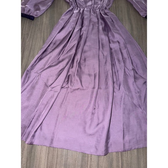 Vintage Joan Sparks for Daniel Barrett Purple Midi Dress 80s ILGWU Made USA G2 - Picture 4 of 13